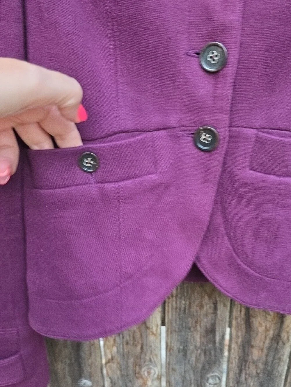 Free People Plum Purple Button Front Blazer Jacket Floral Lining
